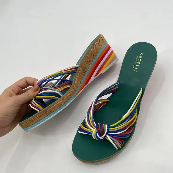 Anthropologie Cecelia New York Rainbow Wedge Sandals - Picture 4 of 6
